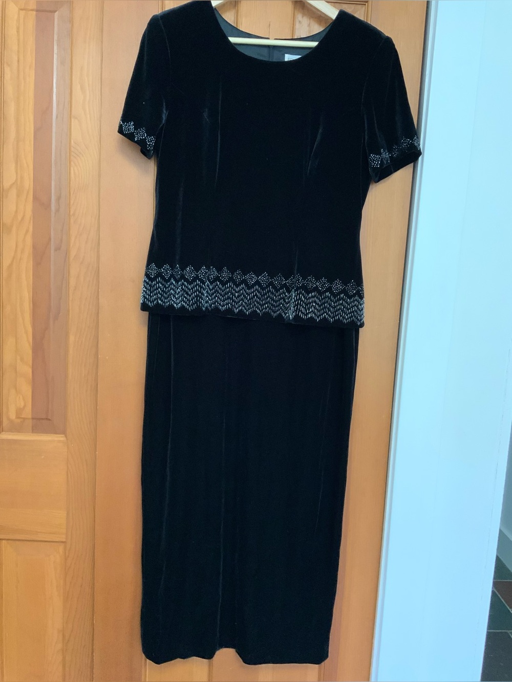Vintage Black Velvet  - Embellished sleeve and peplum